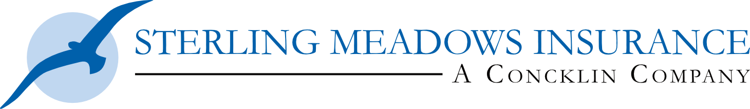 Sterling Meadows Insurance Logo - Blue Bird Silhouetted on light blue circle 