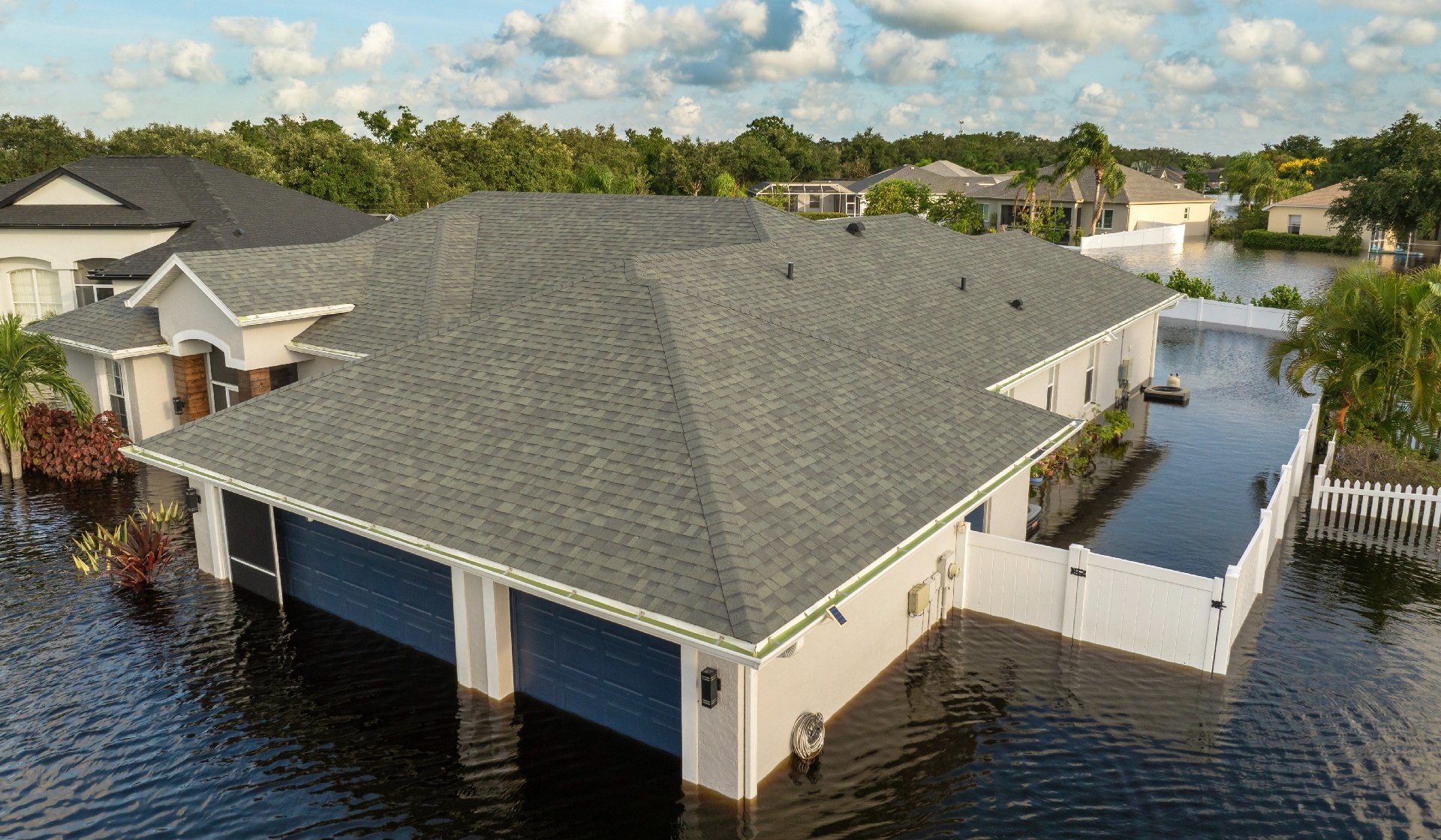 Flooding in Florida caused by tropical storm from hurricane rainfall